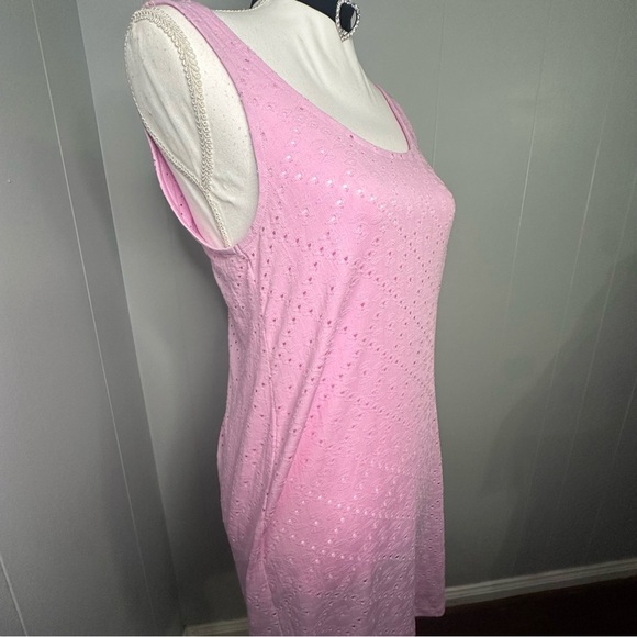 Vero Moda Pink Eyelet Midi Beach Dress NWT Size Small Balletcore - Picture 5 of 8